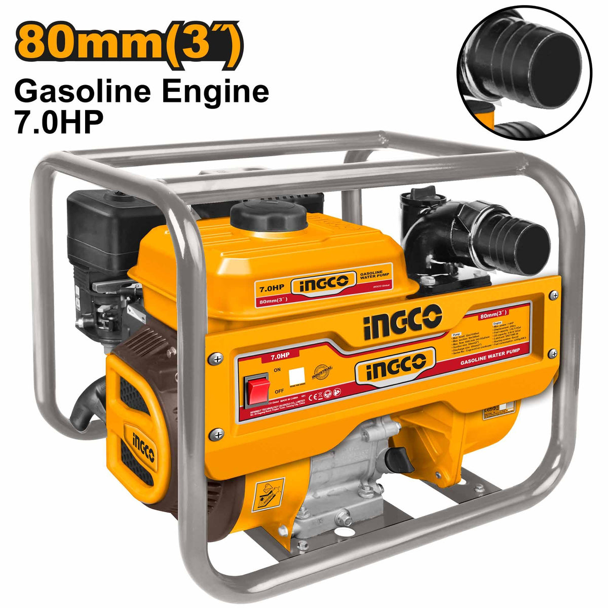 Ingco Gasoline Water Pump 7.0HP 80mm GWP306 (IPT)