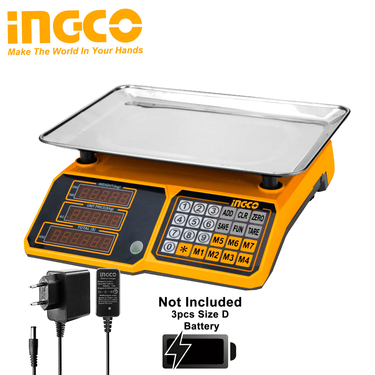 Rechargeable Electronic Digital Weighing Scale 30Kg HESA3303 ING-EL