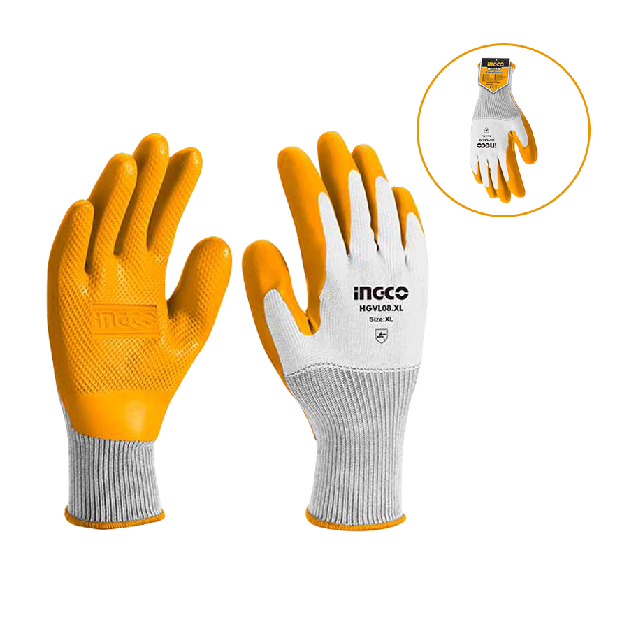 ingco industrial high grade t/c shell cut-resistance latex gloves hgvl08-xl ing-se product photo