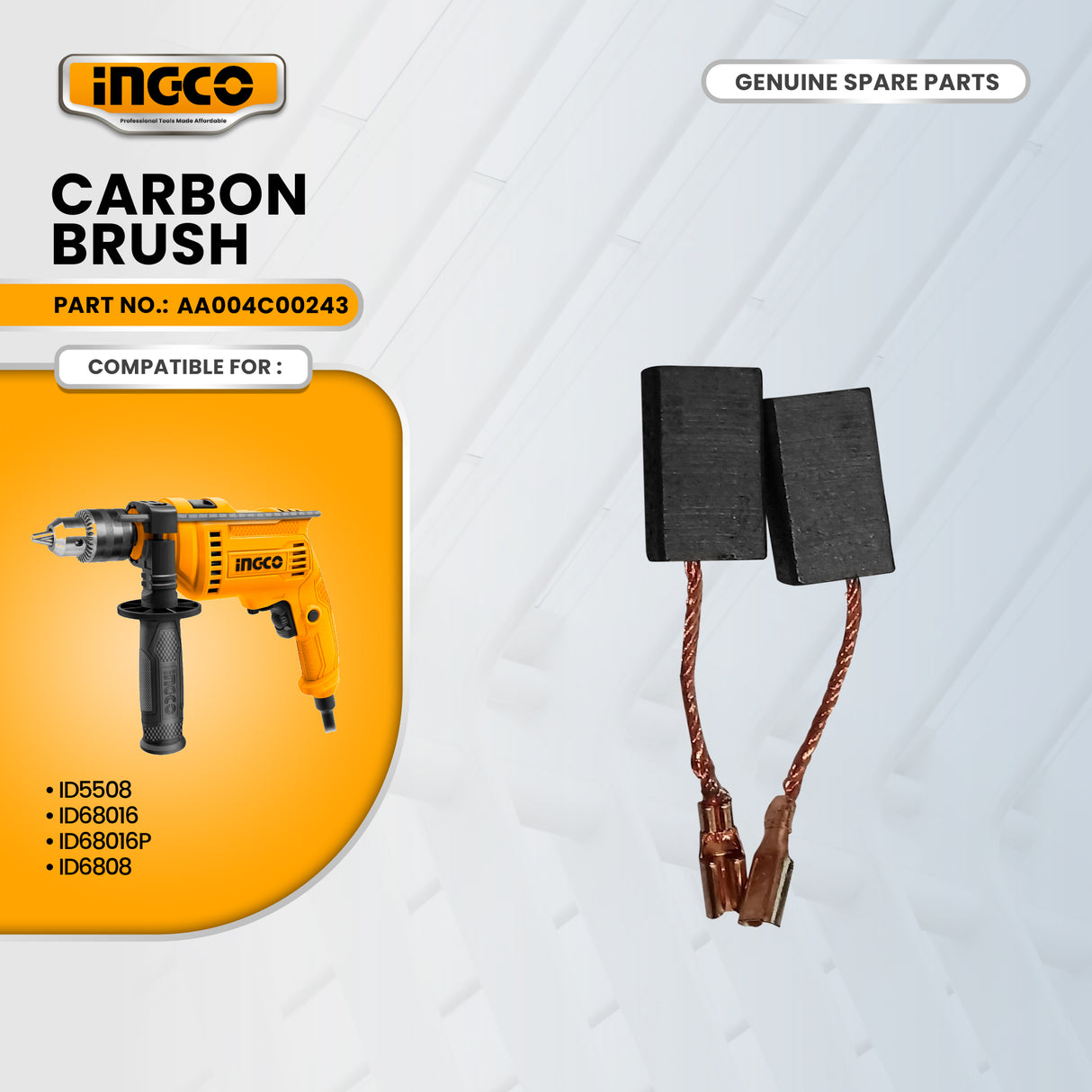 Carbon Brush for Impact Drill (SPARE PART/REPLACEMENT PART ONLY) AA004C00243 ING-CO