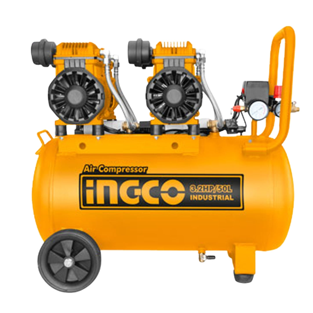 Orange air compressor with 'INGCO' branding on a white background