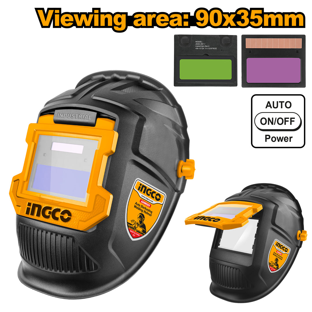 INGCO Solar Powered Auto Darkening Welding Helmet – Eye Protection Gear