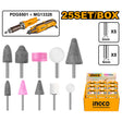 Set of 10 INGCO mounted stone accessories for mini grinder