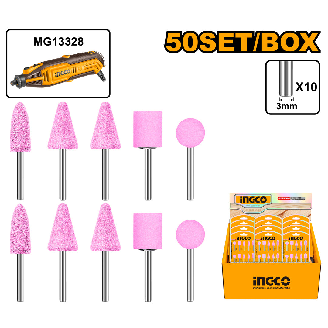 INGCO 10-piece mounted stone accessory set for mini die grinder