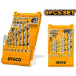 INGCO 9-piece HSS drill bit set for metal and wood