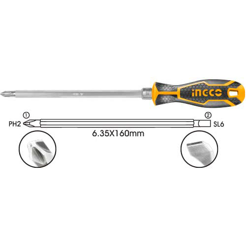INGCO 2-in-1 Interchangeable Screwdriver Set