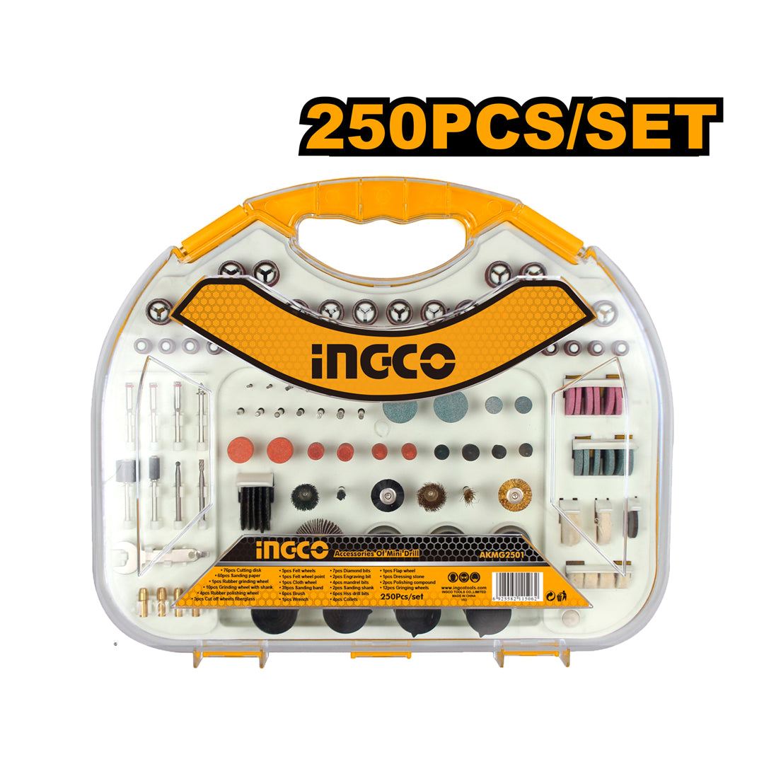 INGCO 250-piece accessory set for mini die grinder drilling and polishing