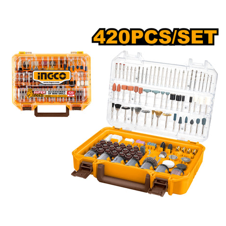 Large 420-piece accessories kit for INGCO mini die grinder