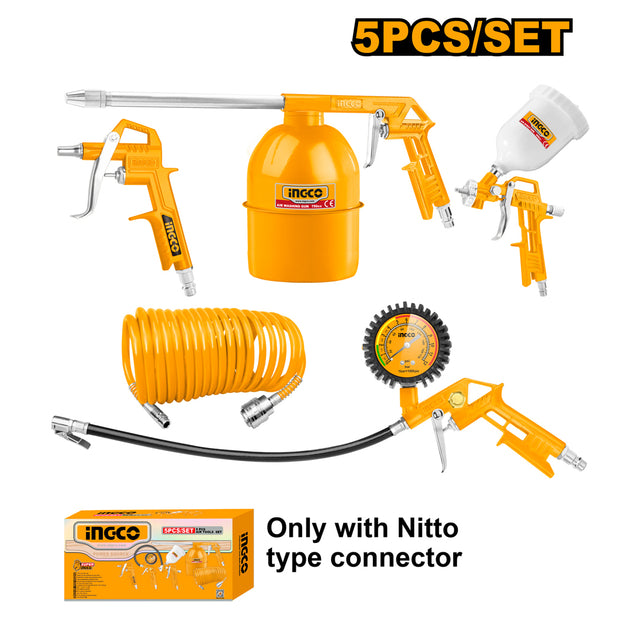 INGCO 5-piece air paint spray and washing gun tool set