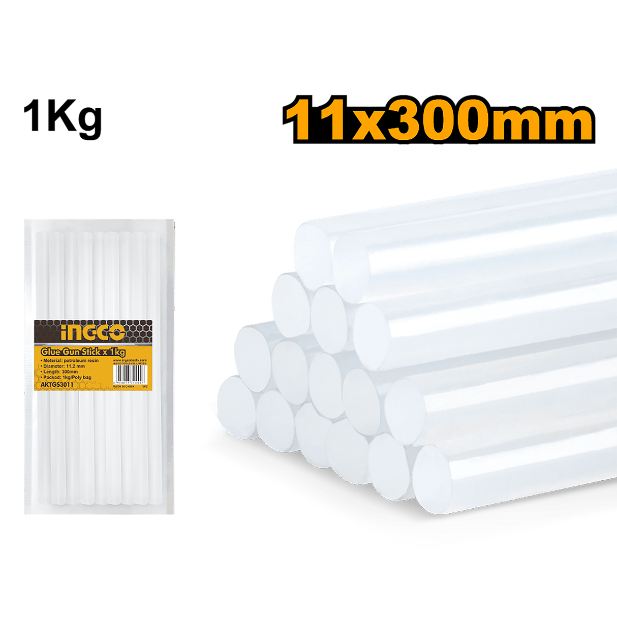 Ingco 1kg stick (11.2mm/30cm) Petroleum Resin Glue Gun Stick AKTGS3011 ING-HT