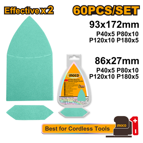 INGCO 50pcs Sanding Sheet Set for Orbital Palm Sander