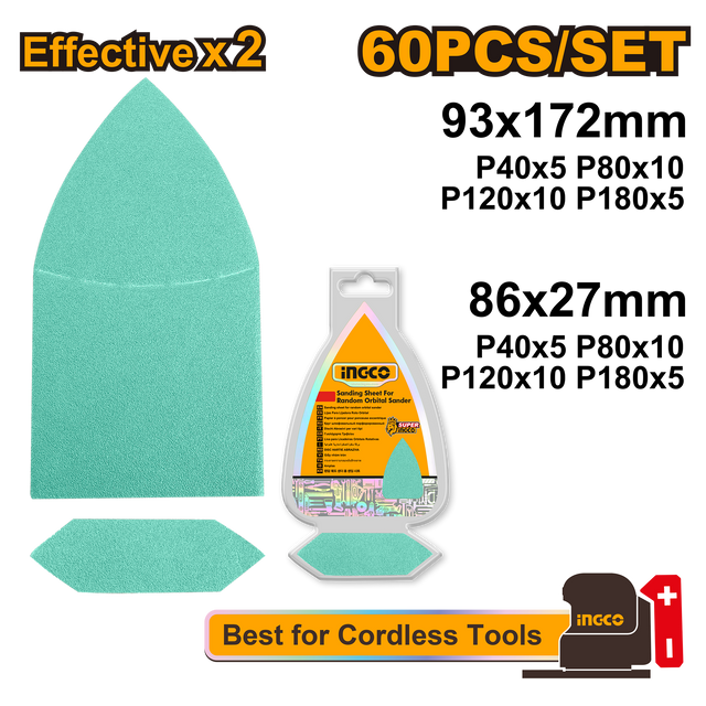 INGCO 50pcs Sanding Sheet Set for Orbital Palm Sander