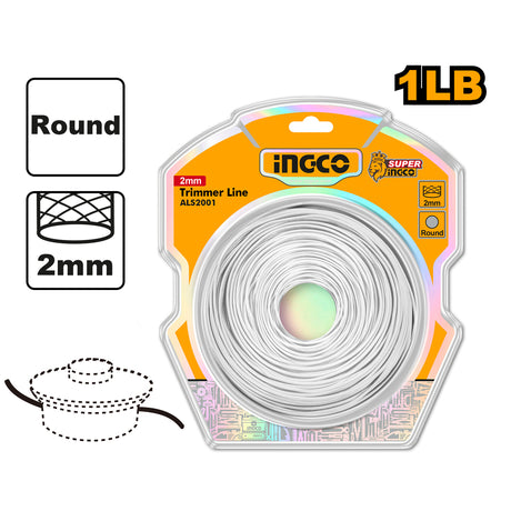 INGCO 2mm round trimmer line for gasoline grass trimmer cutting