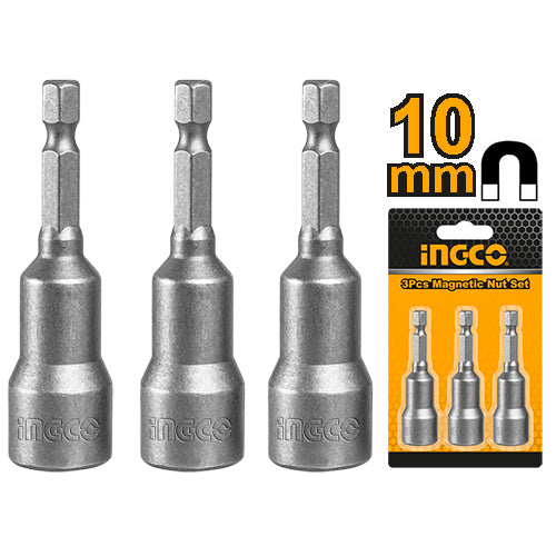 INGCO 3-piece 10mm industrial magnetic nut setter set