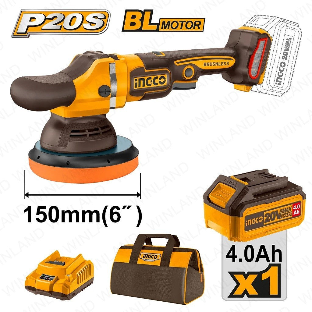 P20S/20V Brushless Motor Lithium-Ion Brushless Cordless Polisher ING-COR