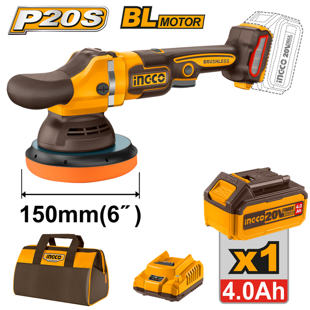 INGCO P20S 20V Brushless Cordless Polisher with Lithium-Ion Motor