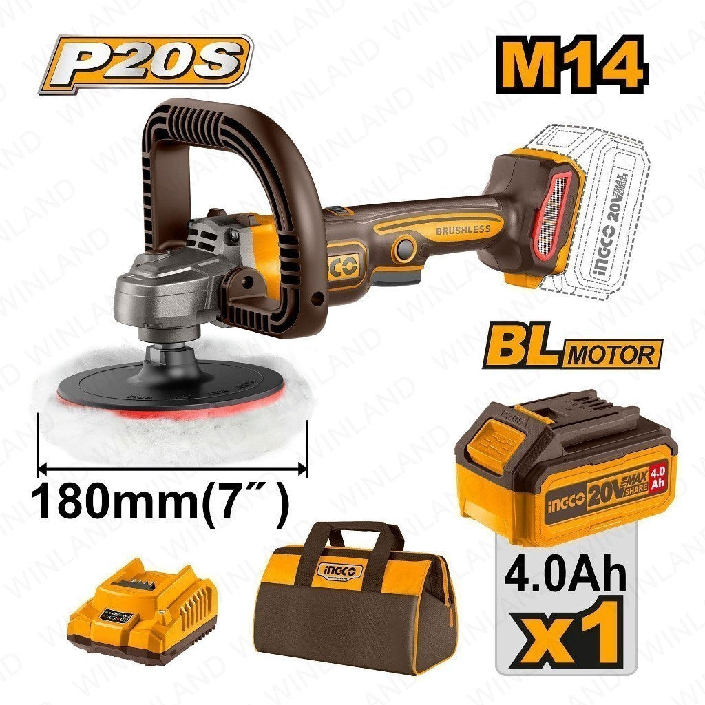 P20S/20V Brushless Motor Lithium-Ion Brushless Cordless Polisher ING-COR