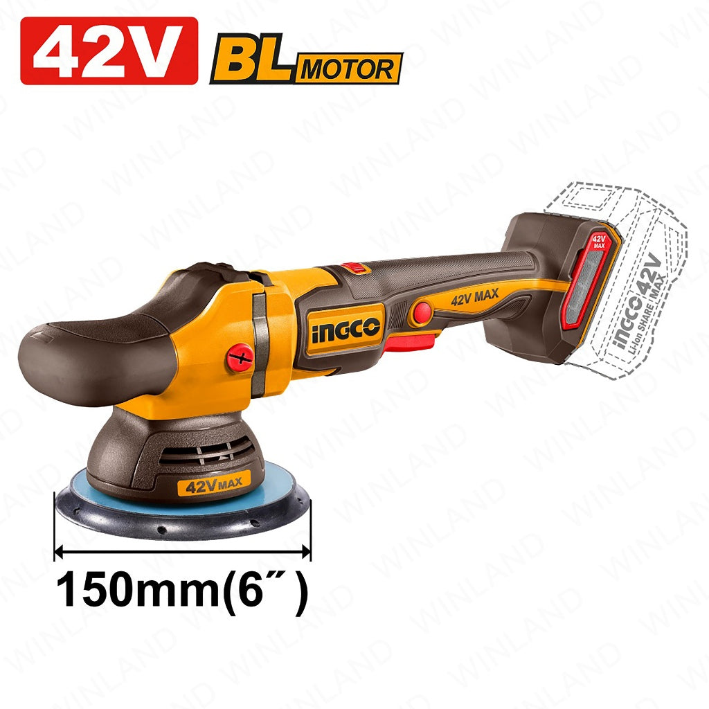Ingco 42V Lithium-Ion Brushless 6inches(150mm) Cordless Polisher APLI42151 ING-CT