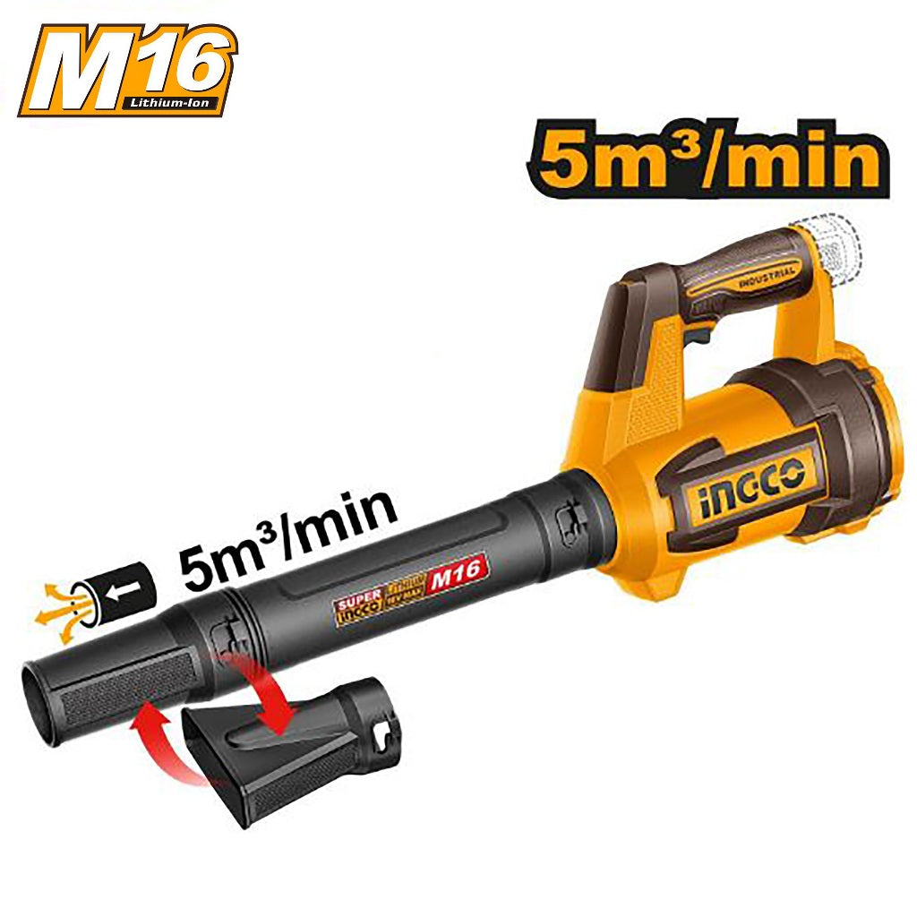 Ingco 16V/M16 Lithium-Ion Cordless Blower with 2pcs 2.0Ah Battery Pack CABLI168082 ING-CT