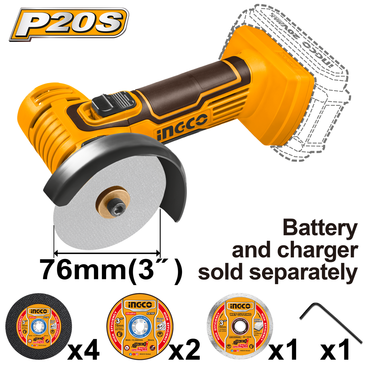 P20S 20V Lithium-Ion Cordless Multi-functional Mini Cut-Off Machine Tool CAGLI76012 ING-COR