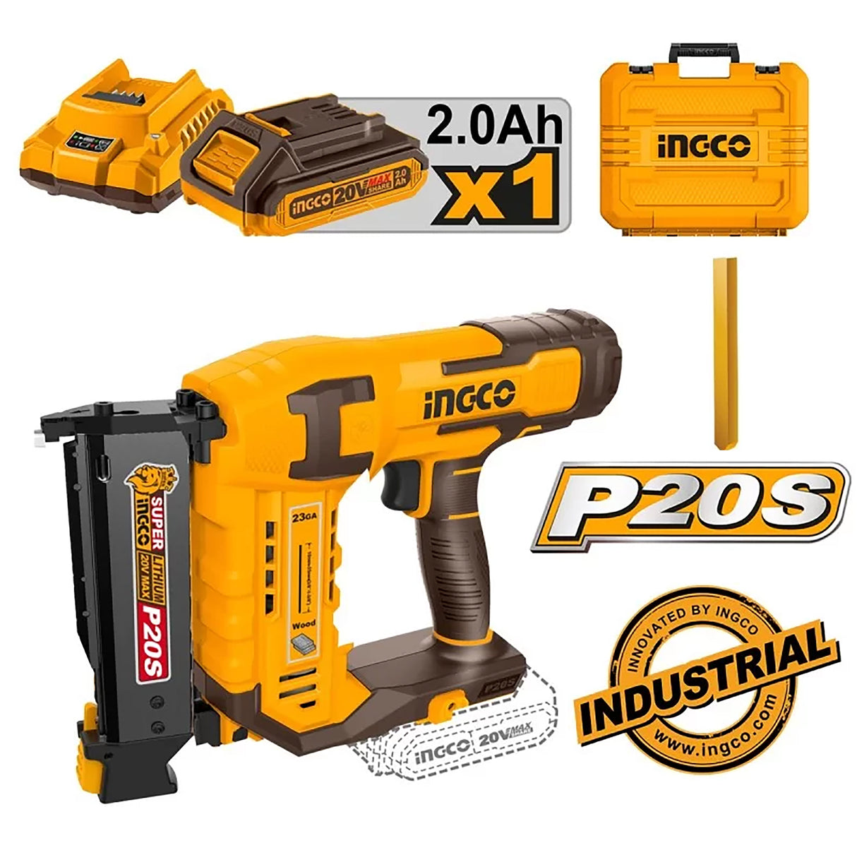 P20S/20V Lithium-Ion Cordless Pin Nailer Kit