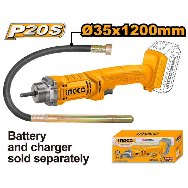 INGCO P20S 20V lithium-ion cordless concrete mixer 35 x 1200mm