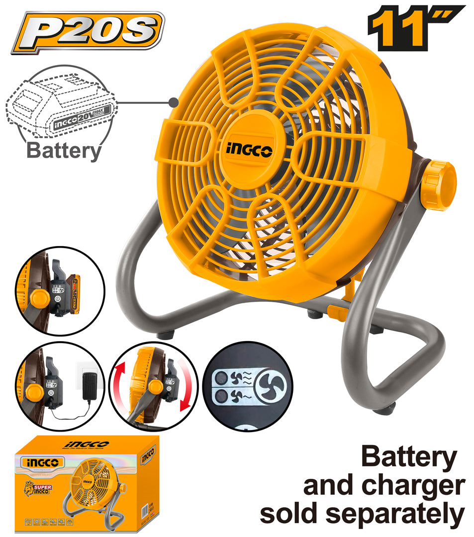 INGCO Rechargeable Fan 11" 2-Speed 20V CFALI2002