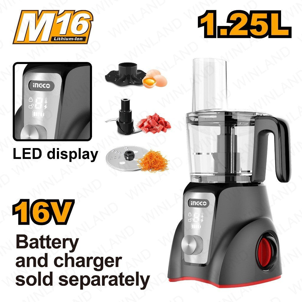 1.25Liters (16V DC) 250W Cordless Food Processor CFP026K | CFP027K ING-COR