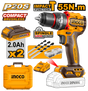 INGCO P20S 20V lithium-ion compact brushless cordless impact drill