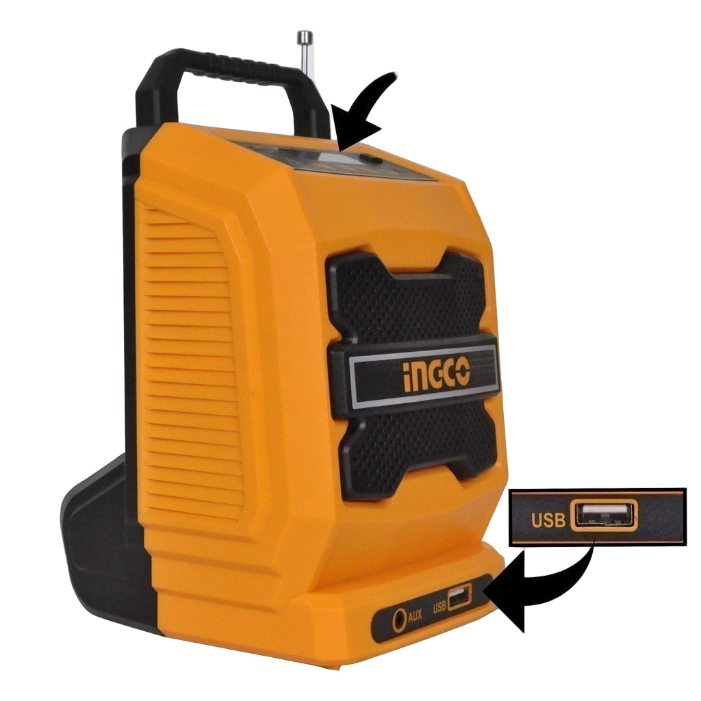 P20S 20V Lithium-Ion Cordless Job Radio AM & FM / Bluetooth Speaker CJRLI2001 ING-COR