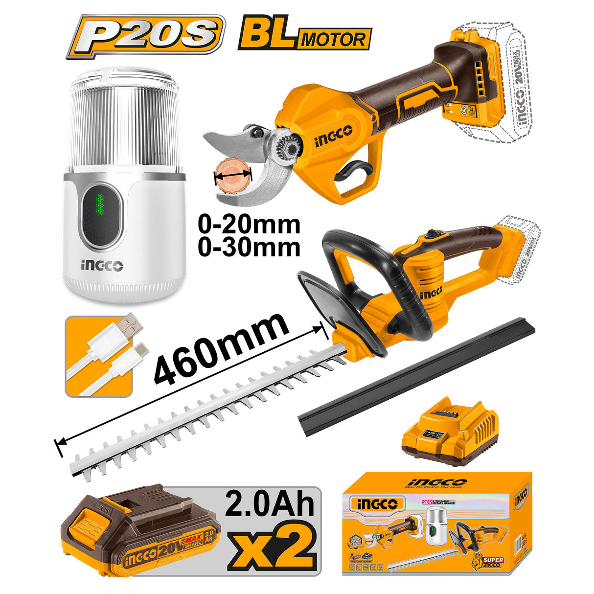 INGCO P20S 20V Cordless 3-Piece Combo Kit