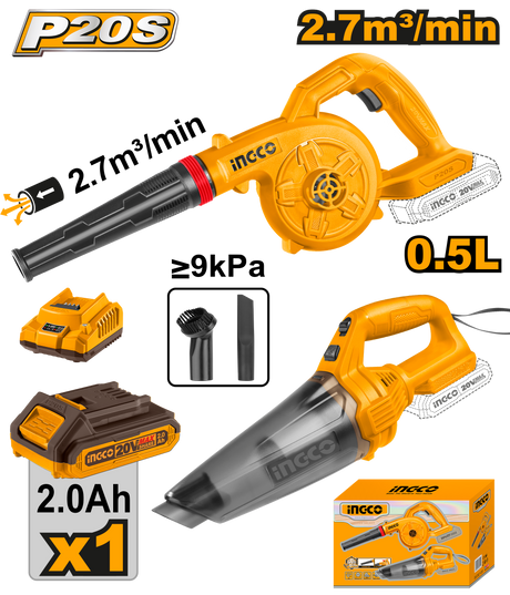 INGCO P20S 20V 2-piece cordless blower combo kit