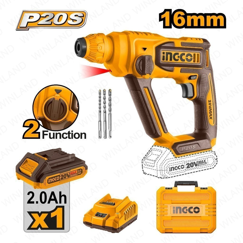 P20S/20V Lithium-Ion Cordless Rotary Hammer ING-COR