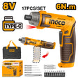 INGCO 8V 1/4" Lithium-Ion Cordless Screwdriver CSDLI0802