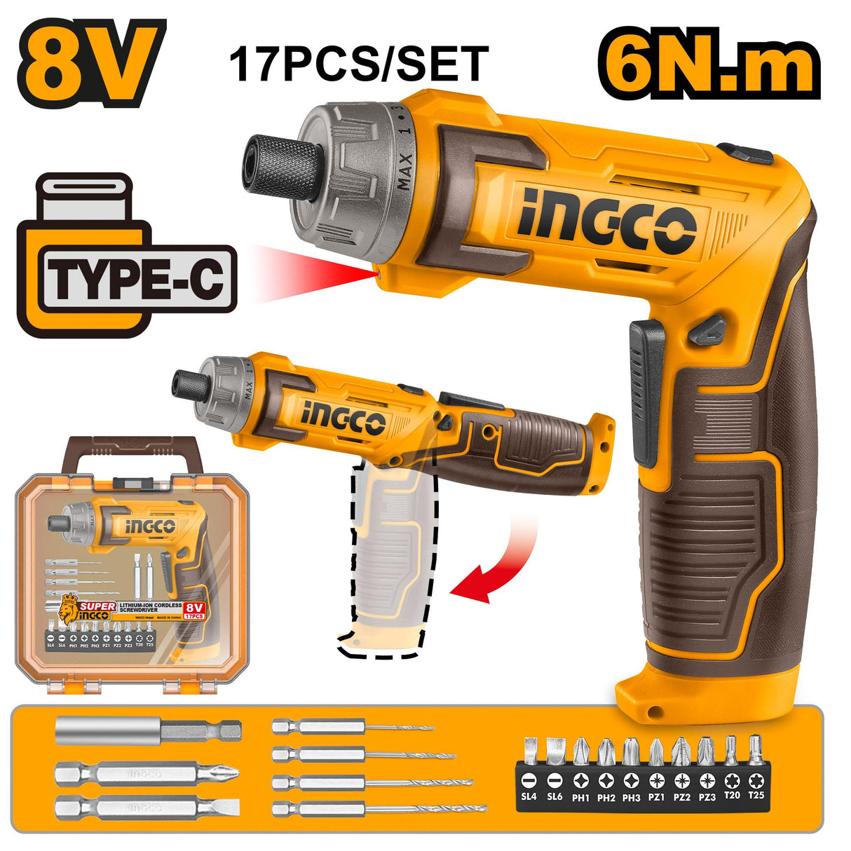8V / 1/4" Lithium-Ion Cordless Screwdriver CSDLI0802 ING-CT