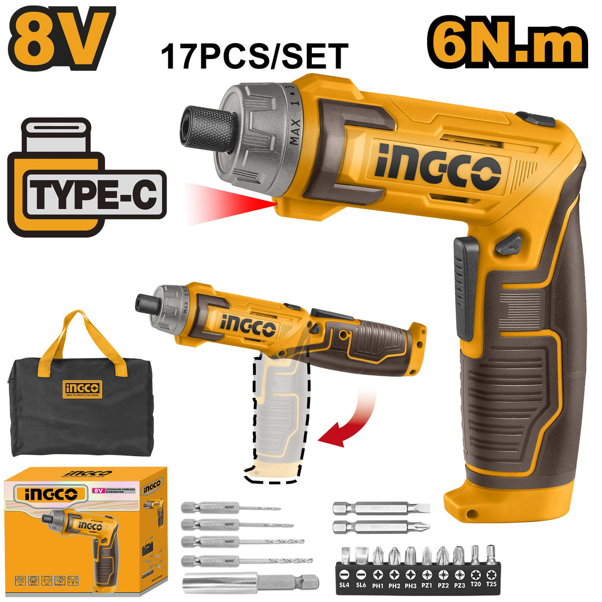8V / 1/4" Lithium-Ion Cordless Screwdriver CSDLI0802 ING-CT