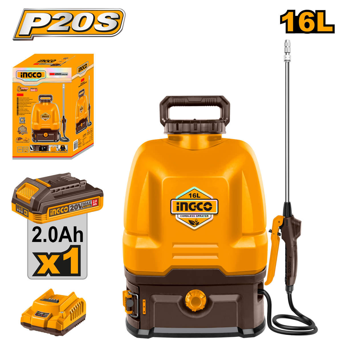 P20S/20V 16L Lithium-Ion Knapsack Garden Disinfectant Backpack Sprayer CSPLI2016/CSPLI201644/CSPLI20162 ING-GT