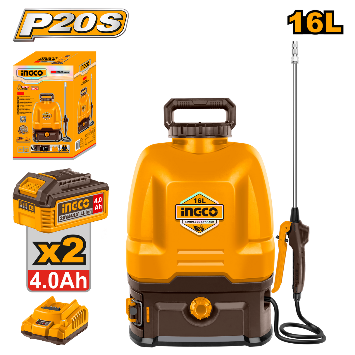 P20S/20V 16L Lithium-Ion Knapsack Garden Disinfectant Backpack Sprayer CSPLI2016/CSPLI201644/CSPLI20162 ING-GT