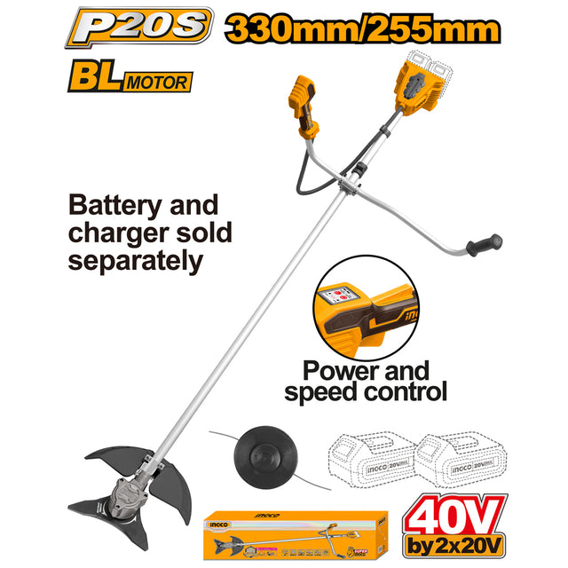 Ingco 20V/40V cordless grass trimmer brushless motor
