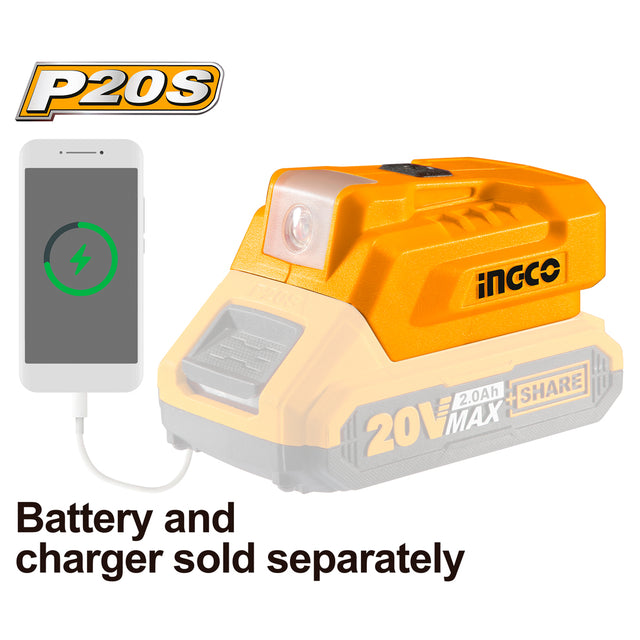 Ingco 20V USB-A charger cordless tool battery accessory