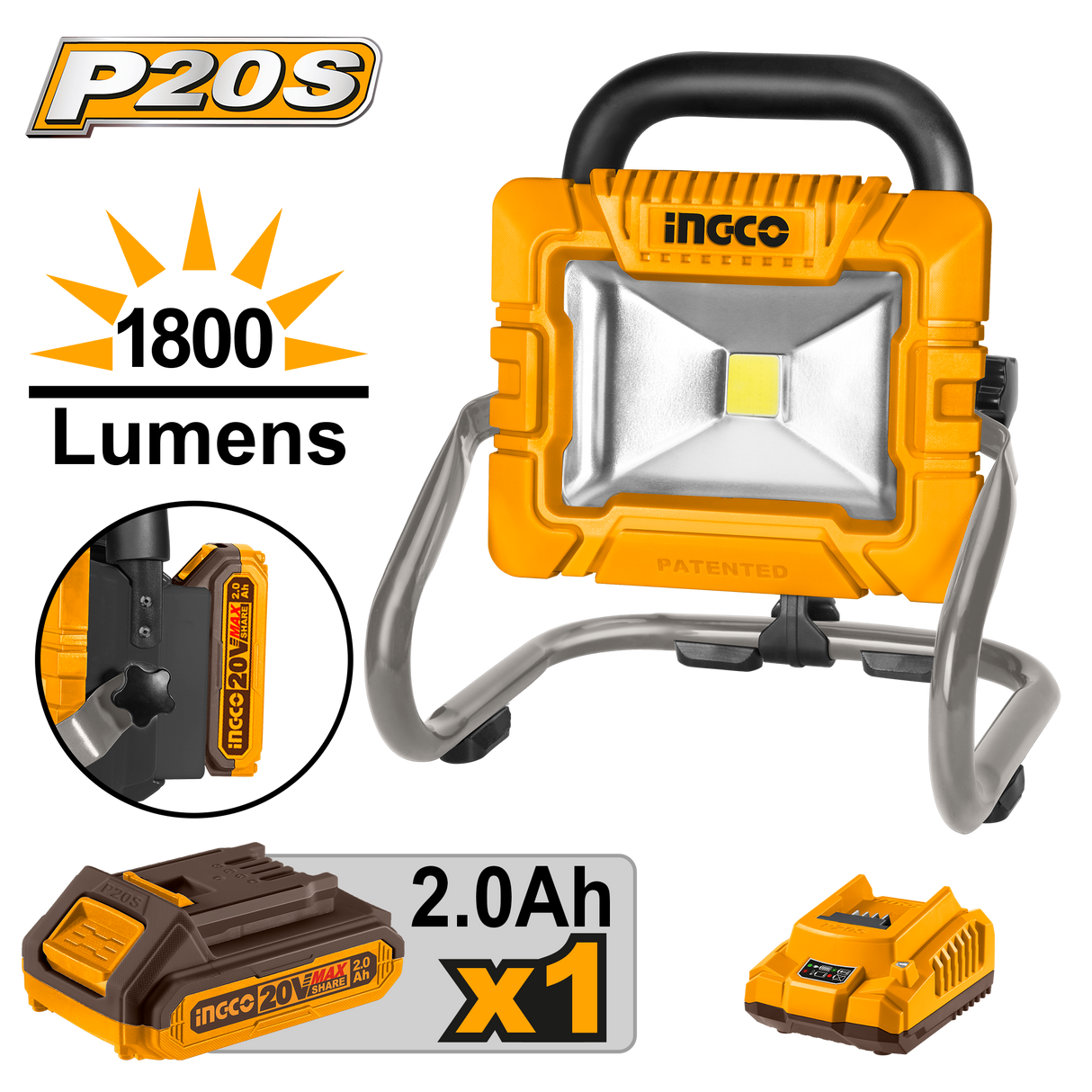 P20S 20V Lithium-Ion Portable Work Lamp PowerShare CWLI20258 ING-PT