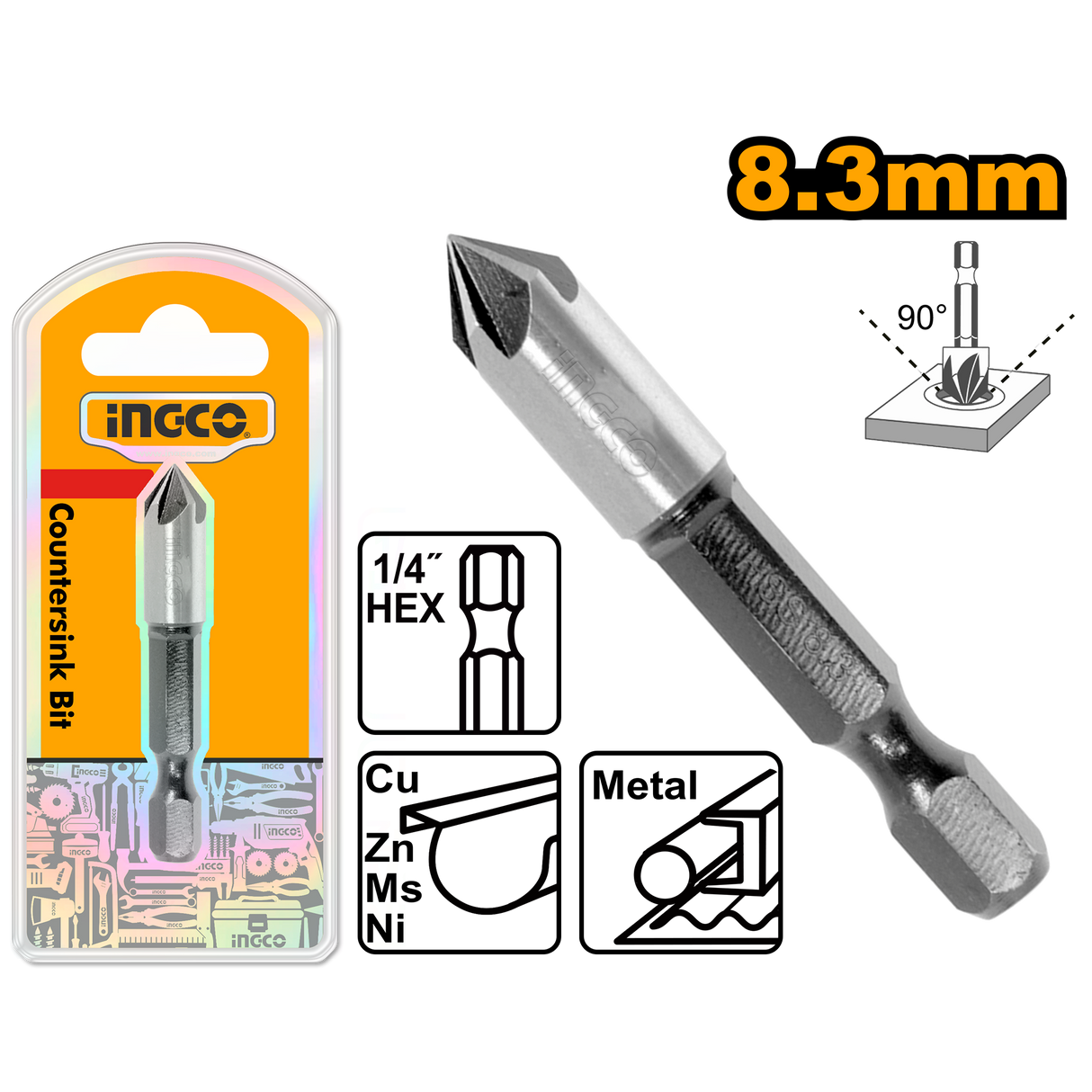 Countersink bit HSS 8.3mm 12.4mm 20.5mm Angle 90° Sold Per Piece ING-AC
