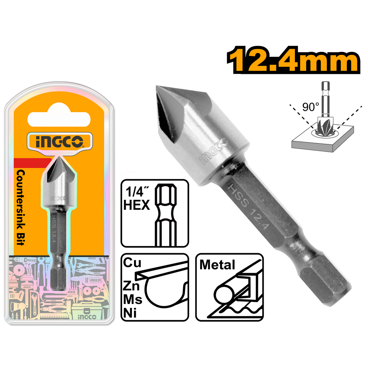 Countersink bit HSS 8.3mm 12.4mm 20.5mm Angle 90° Sold Per Piece ING-AC