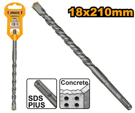 Ingco SDS plus hammer drill bit 18x210mm for concrete and masonry