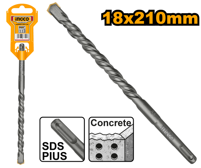 Ingco SDS plus hammer drill bit 18x210mm for concrete and masonry