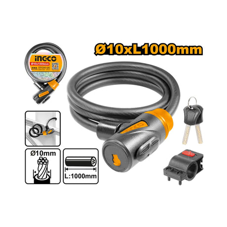 INGCO Bicycle Lock with Frame & 2 Keys – Anti-Theft Security