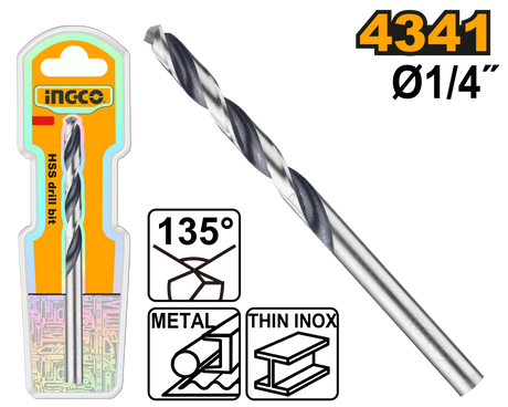 INGCO HSS drill bit assorted sizes 1/4in to 11/64in sold individually DBT1200504