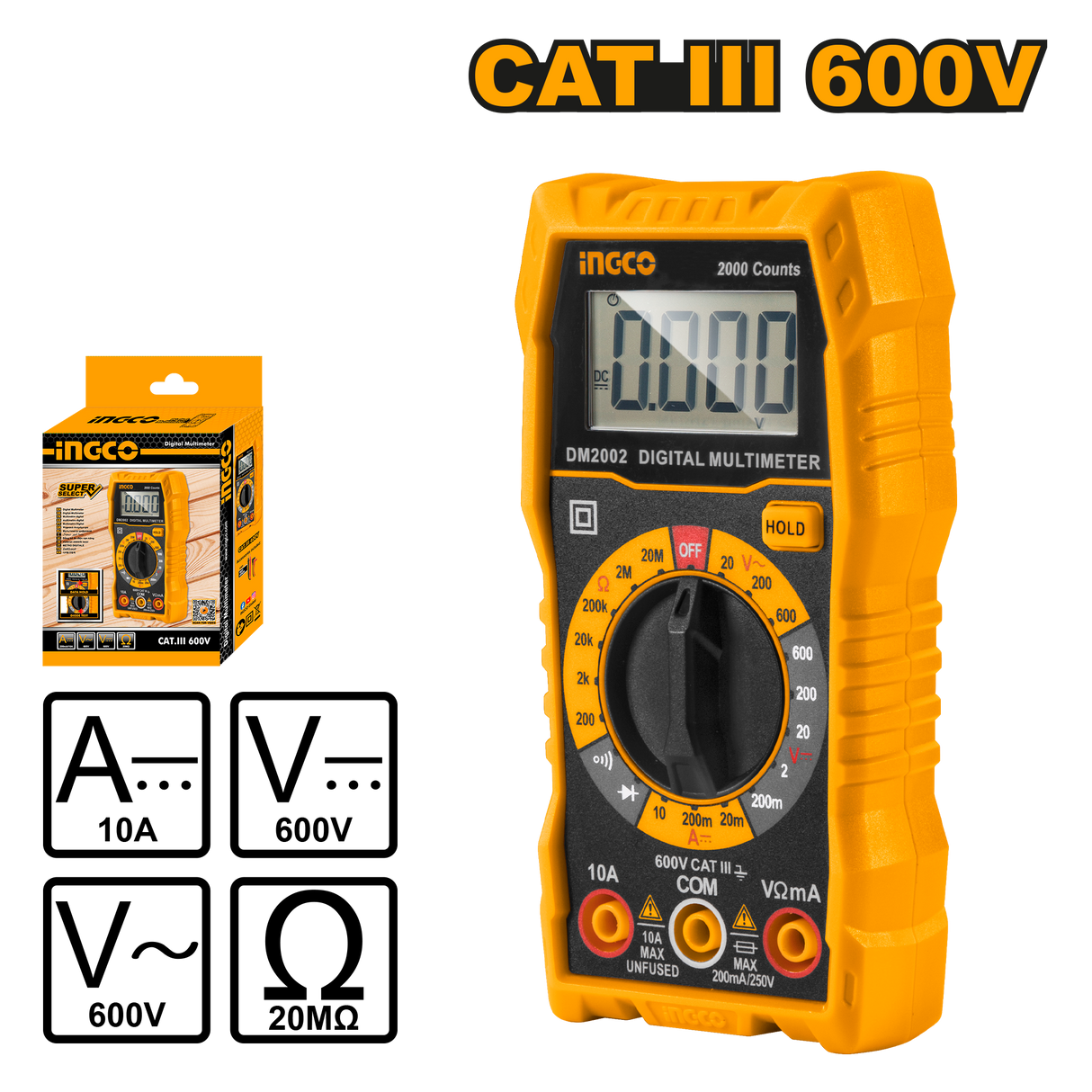 Digital Multimeter Tester Multi Tester for Electrical Tools CAT III 600V ING-MT