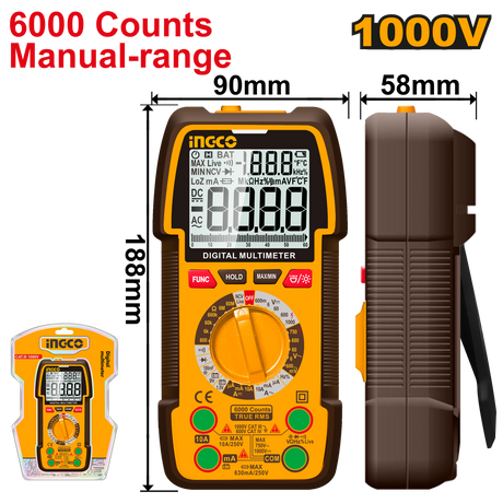 INGCO Digital Multimeter 6000 Counts True RMS