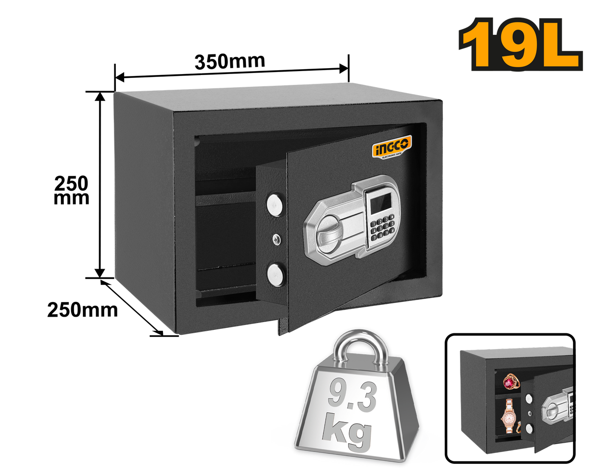 Electronic Safe Volume: 19L External Dimensions ESF2502 ING-EL